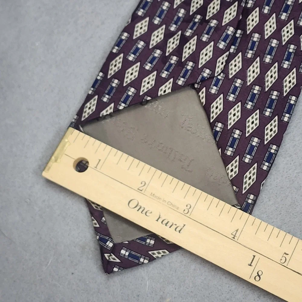 Talbott Studio Necktie Purple Geometric Diamond Silk Hand Sewn Mens OS